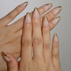 Gold Almond Tip Design - Press on Nails