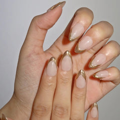 Gold Almond Tip Design - Press on Nails