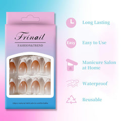 30Pcs Medium French Nude Almond White Tip - Press on Nails