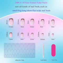 24Pcs Pink Gold Tip Square Medium - Press on Nails