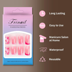 24 Pcs Short Square Floral Cute Design - Press On Nails