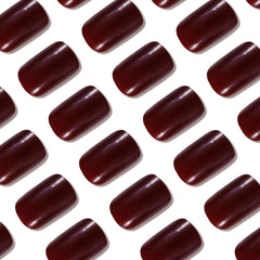 24Pcs Wine Red Short Square Design Solid Color - Press on Nails