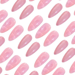 24Pcs Medium Almond Nails Glossy Pink Heart - Press on Nails