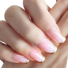 24Pcs Pink Gold Tip Square Medium - Press on Nails