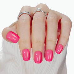 24Pcs Coral Pink Square Design Solid Color - Press on Nails