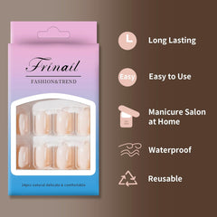 24Pcs Nude Color Short Square Design Solid Color - Press on Nails