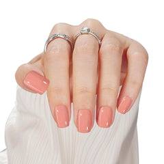 24Pcs Short Square Design Nude Pink Solid Color Press on Nails -12 Sizes