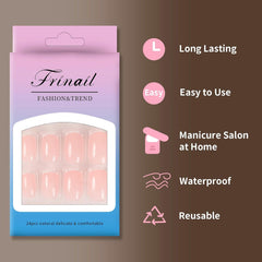 24Pcs French Nude Medium Square - Press on Nails