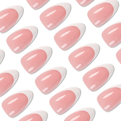 24Pcs French Pink Almond White Tip - Press on Nails