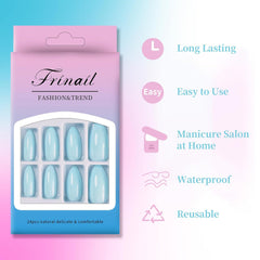 24Pcs Medium Baby Blue Almond - Press on Nails