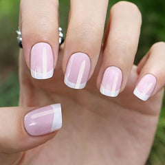 24Pcs French Pink-Square - Press on Nails