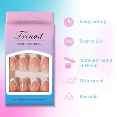 24Pcs French Nude Glitter Almond Medium - Press on Nails