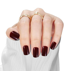 24Pcs Wine Red Short Square Design Solid Color - Press on Nails