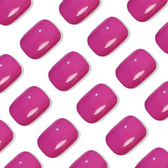 24Pcs Hot Purple Square Design Solid Color - Press on Nails