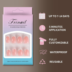 24Pcs French Pink Almond White Tip - Press on Nails