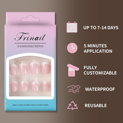 24Pcs French Pink-Square - Press on Nails