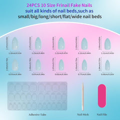 24Pcs Medium Baby Blue Almond - Press on Nails