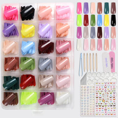 576PCS 24 Colors DIY Nails at Home Kit-Medium Coffin