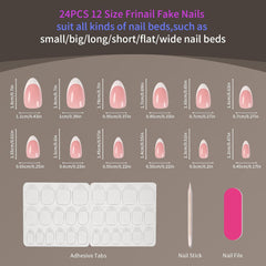 24Pcs French Pink Almond White Tip - Press on Nails