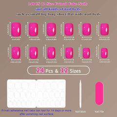 24Pcs Hot Purple Square Design Solid Color - Press on Nails