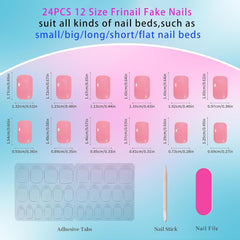 24Pcs Medium Short Square Design Pink Solid Color - Press on Nails