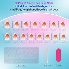 30Pcs Medium French Nude Almond White Tip - Press on Nails