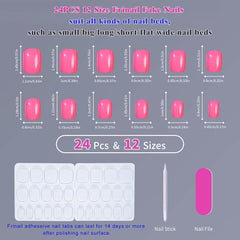 24Pcs Coral Pink Square Design Solid Color - Press on Nails