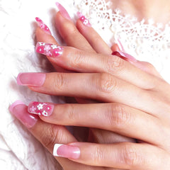 24 Pcs Short Square Floral Cute Design - Press On Nails