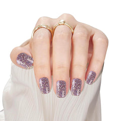 24Pcs Glitter Purple Solid Color Short Square Design - Press on Nails