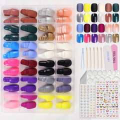 576PCS 24 Colors DIY Nails at Home Kit-Short Square