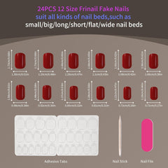 24Pcs Short Square Fake Nails Colorful Glossy Designs - Press on Nails