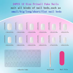 24Pcs Medium Short Square Design White Solid Color - Press on Nails