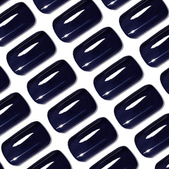 24Pcs Dark Blue Short Square Design Solid Color - Press on Nails