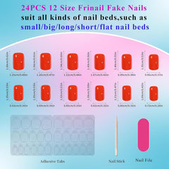 24Pcs Medium Short Square Design Cherry Solid Color - Press on Nails