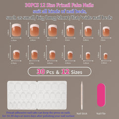 30Pcs French Nude Short Square - Press on Nails