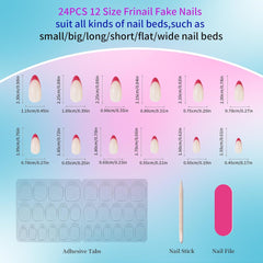 24Pcs French Multicolor Almond Tip Glossy Design - Press on Nails