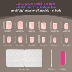 24Pcs French Nude Medium Square - Press on Nails