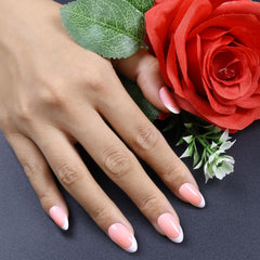 24Pcs French Pink Almond White Tip - Press on Nails