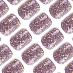 24Pcs Glitter Purple Solid Color Short Square Design - Press on Nails