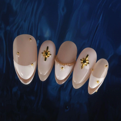 Celestial Star Almond Tip Design - Press on Nails