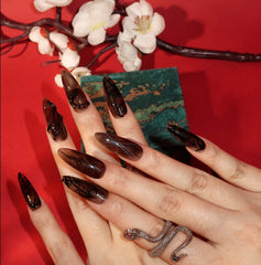 Ink Serpent Design - Press on Nails