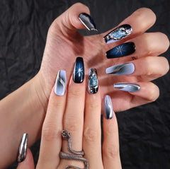 Midnight Swirl Design - Press on Nails